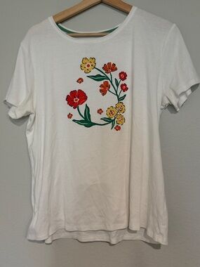 Arrow White Tee with Yellow & Orange Floral Print